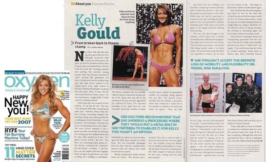 kelly gould oxygen magazine 2007 article from broken back to fitness champ